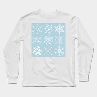 cool blue gray vintage christmas snowflake pattern Long Sleeve T-Shirt